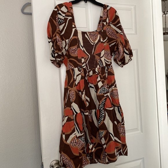 Brown and Orange Patterned Dress - Picture 2 of 3